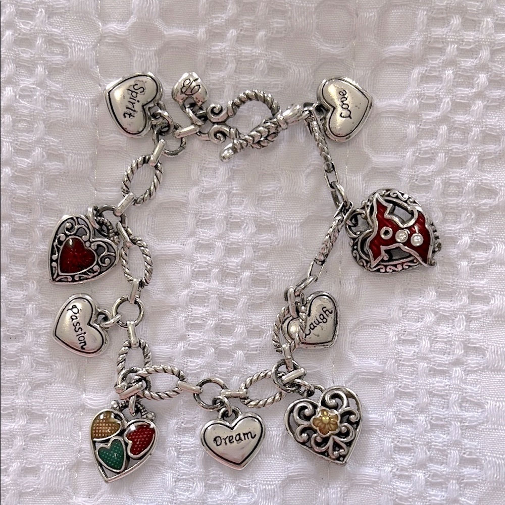 Brighton Silver Heart Charm Bracelet